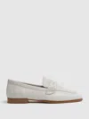 Reiss Off White Leather-cotton Loafers