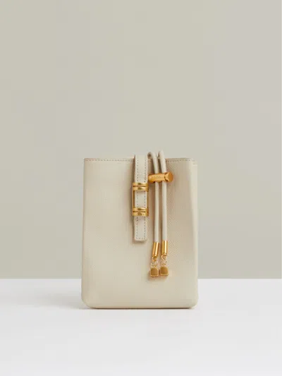 Reiss Off White Leather Phone Holder