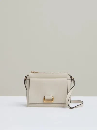 Reiss Off White Leather Sculpted-hardware Cross-body Bag