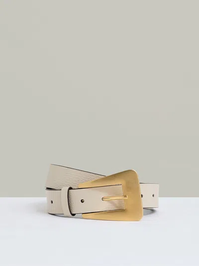 Reiss Off White Leather Statement Buckle Belt