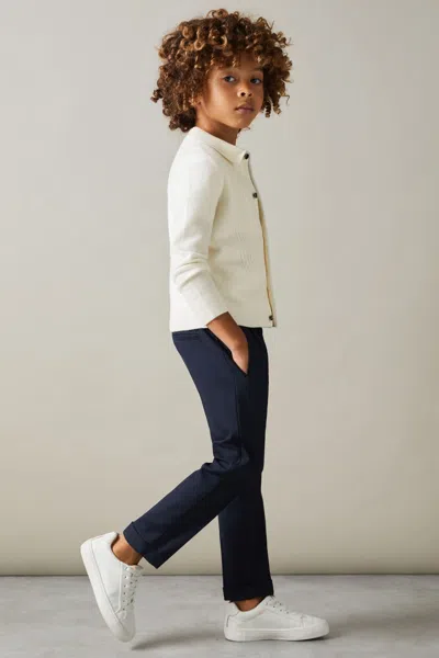 Reiss Off White Lockhurst Wool Cable Knit Cardigan