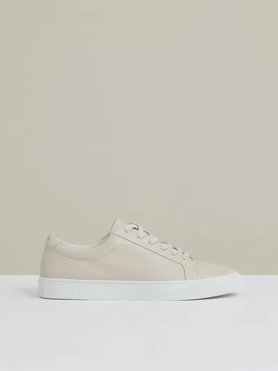 Reiss Off White Luca Tumbled-leather Low-top Trainers