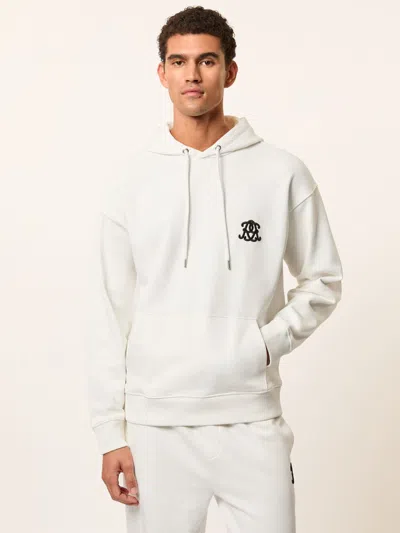 Reiss Off White Monogram Cotton Oversized Hoodie