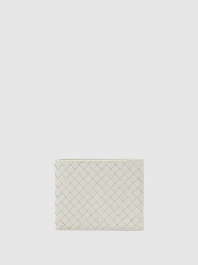 Reiss Off White Leather Woven Billfold Wallet