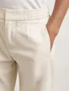 Reiss Off White Relaxed-fit Pleated Tapered Trousers In White
