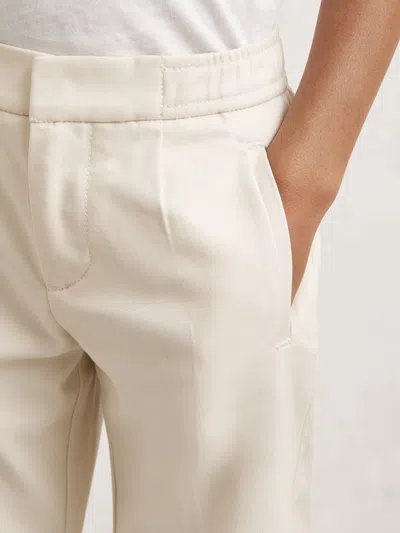 Reiss Off White Relaxed-fit Pleated Tapered Trousers