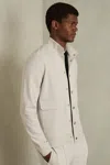 Reiss Off White Roman Interlock Funnel-neck Jacket In Off White