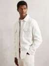 Reiss Off White Scott Corduroy-pocket Press-stud Overshirt In White