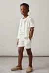 Reiss Off White 3-9 Yrs Stretch-cotton Textured Shorts In Off White