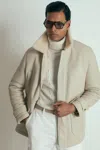 Reiss Off White Strava Atelier Suede Zip-through Shearling Jacket In Off White