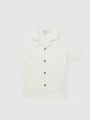 Reiss Off White Stretch-cotton Textured Shirt