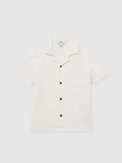 Reiss Off White Stretch-cotton Textured Shirt