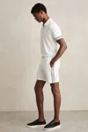 Reiss Off White Textured Tape Drawstring Shorts