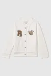 Reiss Off White Thelon Interlock Jersey Basketball Bomber Jacket In Off White