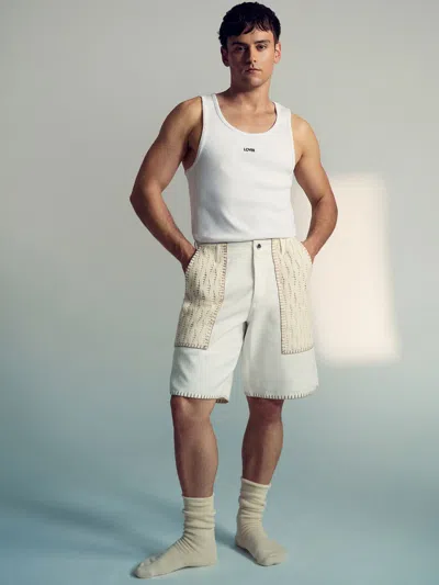 Reiss Off White | Tom Daley Crochet Denim Shorts
