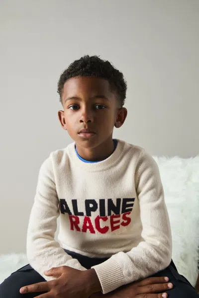 Reiss Off White Wool-blend Alpine Race-intarsia Jumper