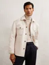 Reiss Off White Wool-blend Twin-pocket Overshirt In Multi