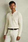 Reiss Off White Wool Half-zip Polo Shirt In Off White
