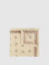 Reiss Off White Wool Motif Print Pocket Square In Neutral