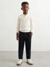Reiss Off White 9-13 Yrs Wool Waffle-knit Half-zip Polo Shirt