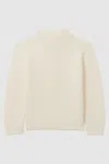 Reiss Off White Zipped Funnel-neck Wool Jumper