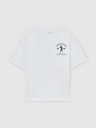 Reiss Off White 13-14 Yrs Cotton Varsity-league T-shirt