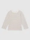 Reiss Off White/camel Stretch-cotton Stripe T-shirt