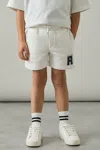 Reiss Off White/forest Green Jersey Drawstring R Print Shorts