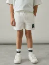 Reiss Off White/forest Green 9-13 Yrs Jersey Drawstring R Print Shorts