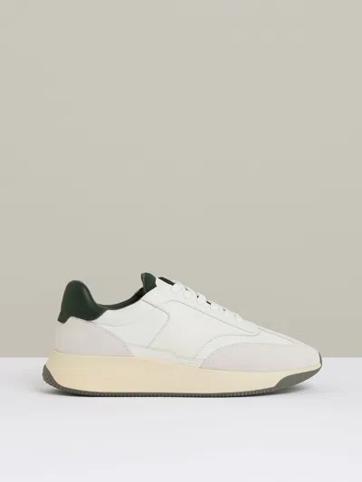 Reiss Off White/green Emmett Leather Suede Running Trainers