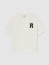 Reiss Off White/green Manny 13-14 Yrs Cotton Block-logo Oversized T-shirt In Neutral