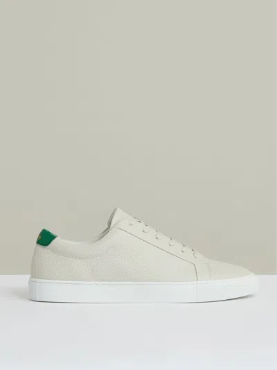 Reiss Off White/green Tumbled-leather Low-top Trainers In Multi