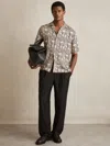 Reiss Mens Waver Wave-pattern Woven Shirt Off White Navy