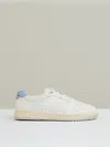 Reiss Off White/soft Blue Leather Low Top Trainers In Multi
