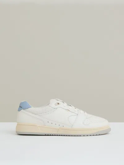 Reiss Off White/soft Blue Leather Low Top Trainers In Multi
