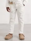 Reiss Off White/taupe Brown Cotton Pinstripe Trousers Regular-fit In White