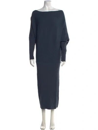 Pre-owned Reiss Off-the-shoulder Knee-length Dress In Blue