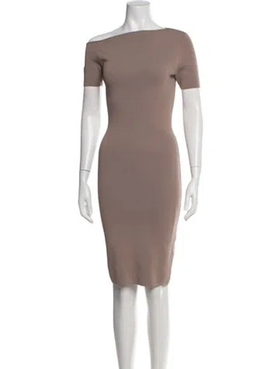 Pre-owned Reiss Off-the-shoulder Knee-length Dress In Neutrals