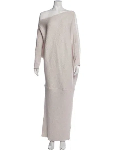 Pre-owned Reiss Off-the-shoulder Long Dress In Neutrals