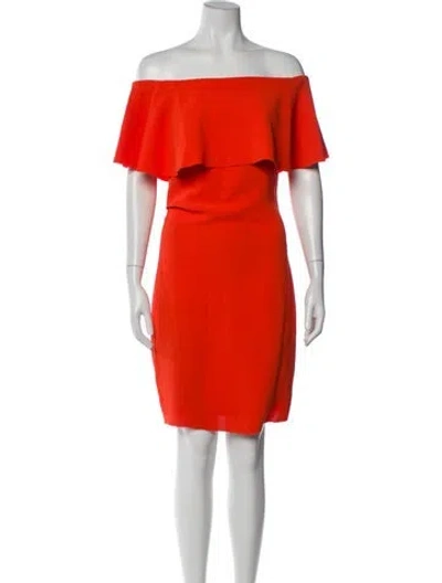 Pre-owned Reiss Off-the-shoulder Mini Dress In Orange