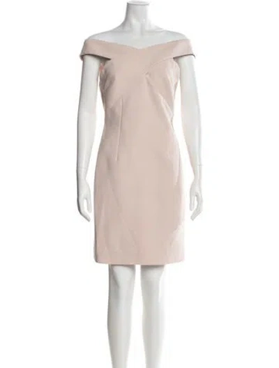 Pre-owned Reiss Off-the-shoulder Mini Dress In Pink