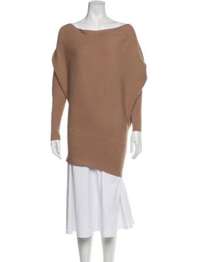 Pre-owned Reiss Off-the-shoulder Sweater In Brown