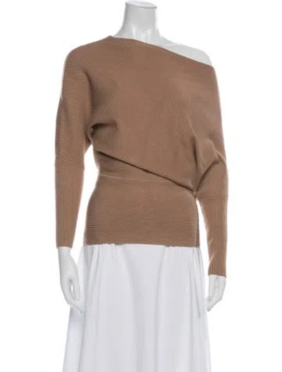 Pre-owned Reiss Off-the-shoulder Sweater In Brown