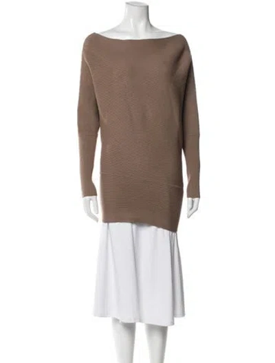 Pre-owned Reiss Off-the-shoulder Sweater In Brown