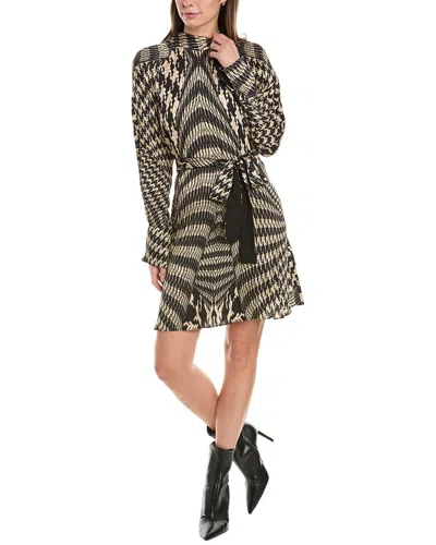 Reiss Oksana Printed Asymmetrical Midi Dress In Black