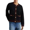 Reiss Womens Burgundy Black Olive Contrast-trim Wool And Cashmere-blend Cardigan In Multi