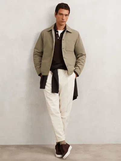 Reiss Olive Green Lightly-padded Patch-pocket Overshirt