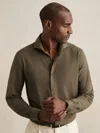 Reiss Charge Regular Fit Jersey Button Front Shirt In Green