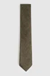 Reiss Olive Linen Textured Tie
