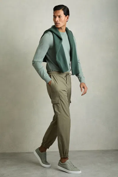 Reiss Olive Technical Cargo Drawstring Trousers